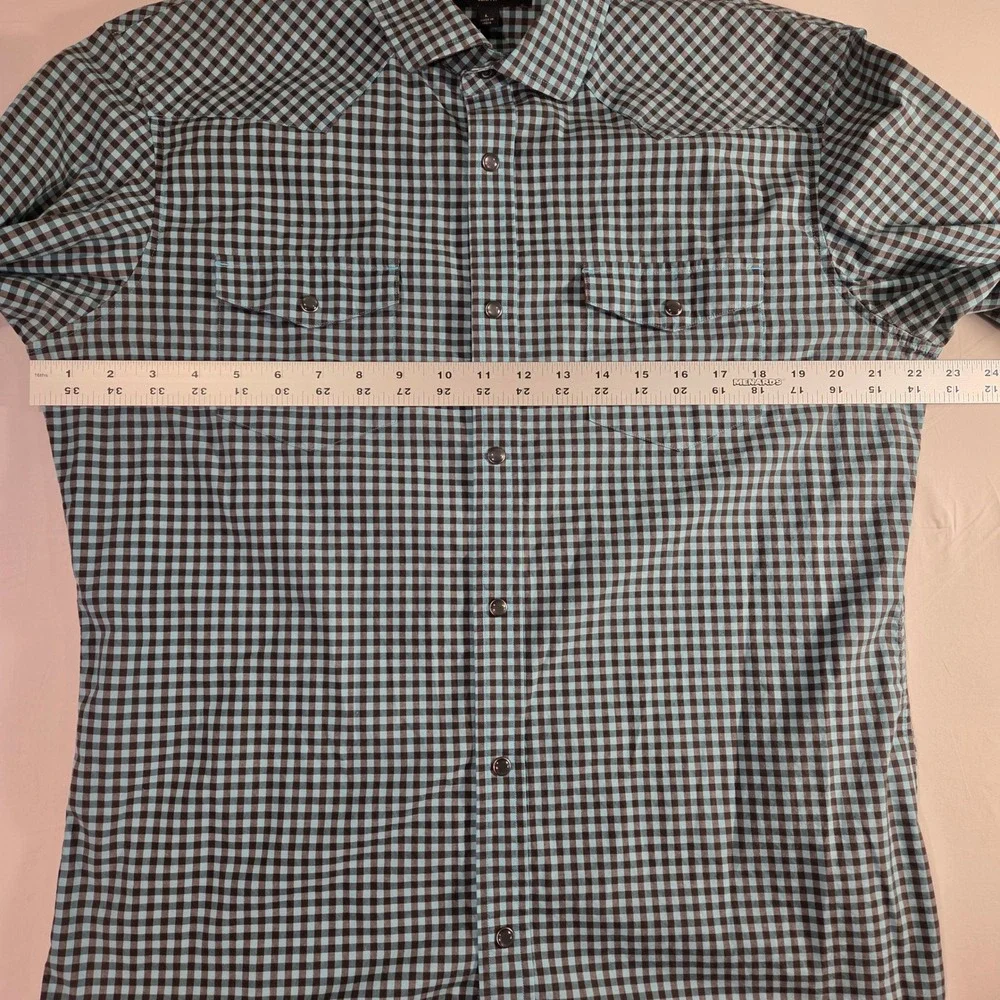 Banana Republic Men's Slim Fit Long Sleeve‎ Button Up Shirt Size L Gingham Blue